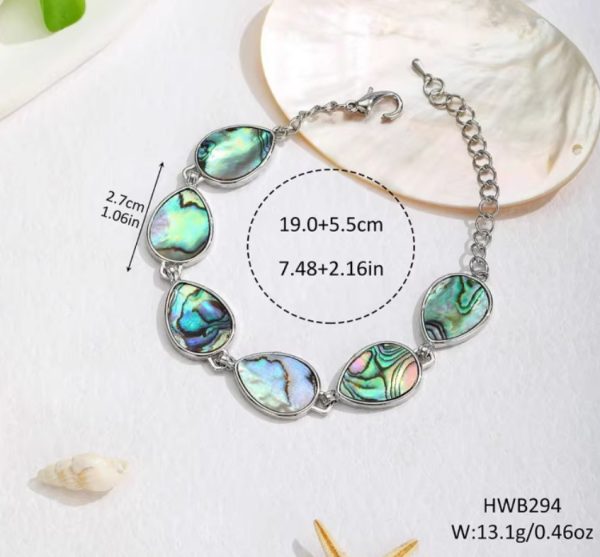Teardrop-shaped Abalone And Shellfish Bracelet