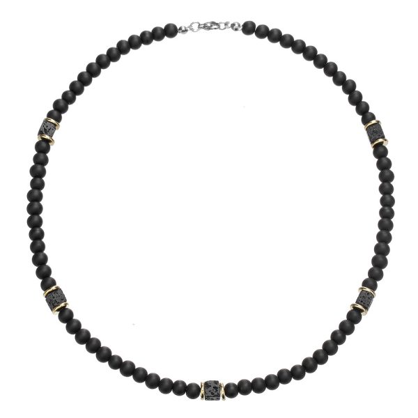 Beaded Glitter Volcanic Rock Necklace