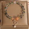 Green Phantom Quartz Crystal Female Niche Mori Style Simple Calabash Pendent Bracelet