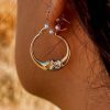Circle Face Moon Metal Alloy Earrings
