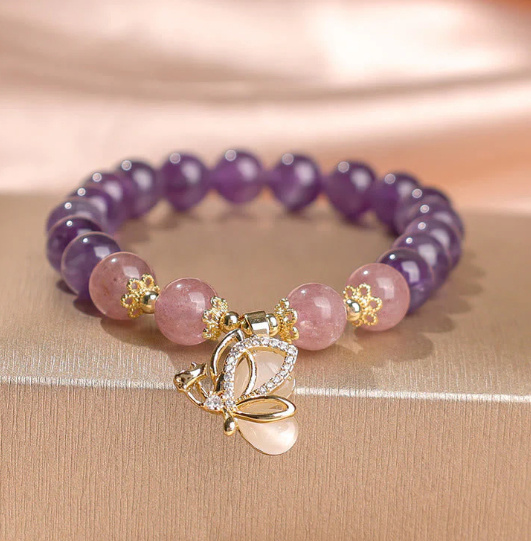 Natural Amethyst Bracelet Grape Beaded Bracelet