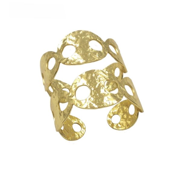 Pig Nose Hollow Design Large Brass Open-ended Bracelet