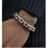 Hip Hop European And American Personality Domineering 12.5mm Thick Meteorite Crater Silver Titanium Steel Bracelet For Men