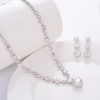 Silver Needle Zircon Bridal Jewelry Set Hollow Heart-shaped Earrings Necklace