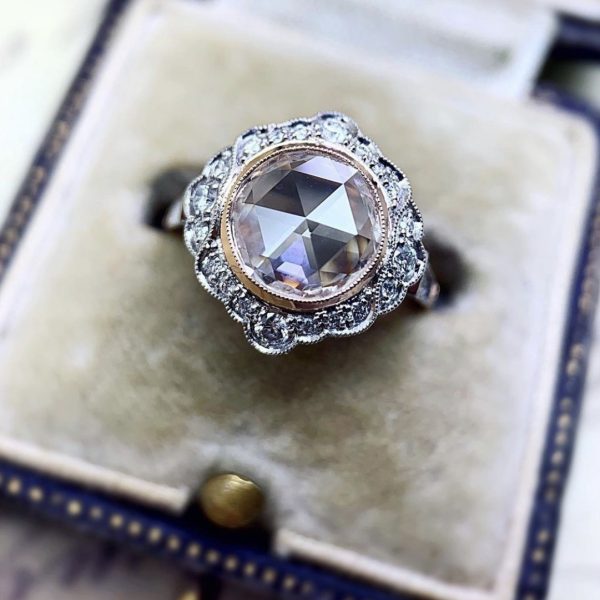 Rose Gold Two-tone Ring Alloy Inlaid Moissanite Women's Hand Jewelry