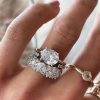 Women's Fashion Mosaic Oval Zircon Elegant Ring Three-piece Set