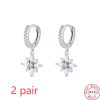 S925 Sterling Silver Diamond Snowflake Pendant Earrings