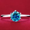 Six-claw 1 Karat Rhinestone Ring Moissanite Open Female Ring