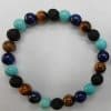 Tiger Eye Volcano Stone Orchid Pine Matte Blue Gold Stone Bracelet