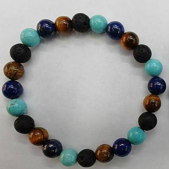 Tiger Eye Volcano Stone Orchid Pine Matte Blue Gold Stone Bracelet