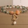 Green Phantom Quartz Crystal Female Niche Mori Style Simple Calabash Pendent Bracelet