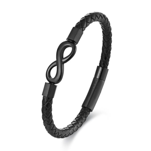 Leather Bracelet Vintage Leather European And American Stainless Steel