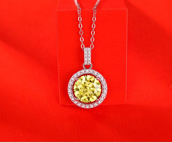 0ff0f223-69a8-4373-9c4f-1ba1165ab1de.jpg S925 Silver Luxury Round Cake Pendant Yellow Simulation Moissanite Necklace