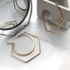 Exaggerated irregular hexagon geometric metal circle earrings