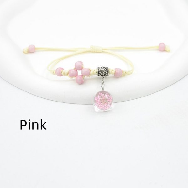 Glass Dried Flower Bracelet Real Flower Lace Flower