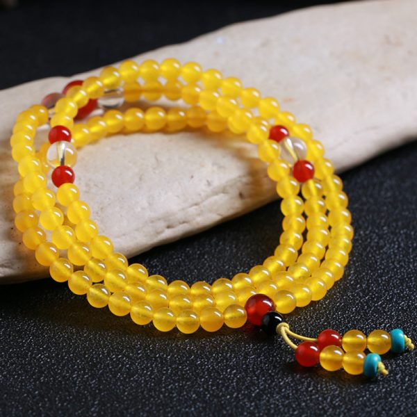108 Beads Agate Jewelry Gift Necklace Crystal Canary Stone Bracelet