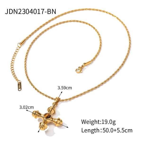Stainless Steel Cross Shelf Necklace Natural Stone Clavicle Chain