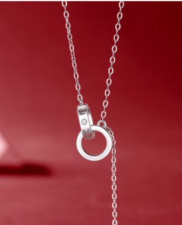 Silver Necklace Moissanite Interlocking Pendant For Women