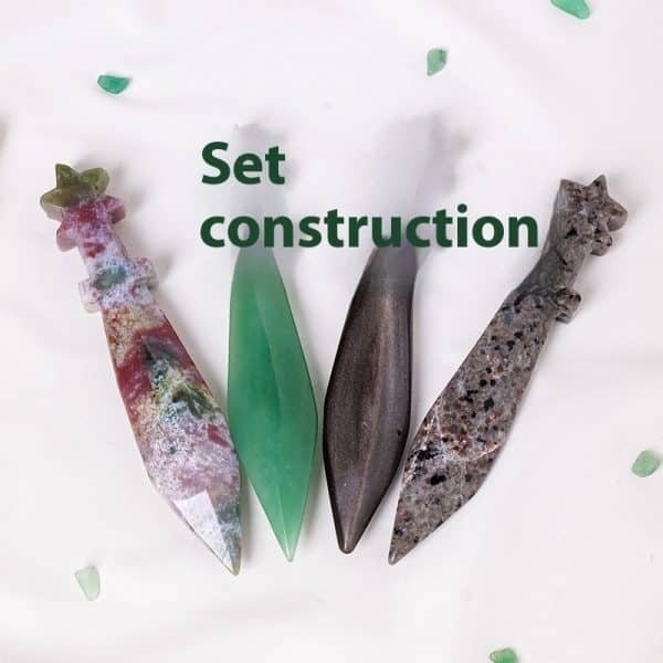 Natural Crystal Stone Dagger Sculpture Semi-precious Stone Knife Decoration Ornaments