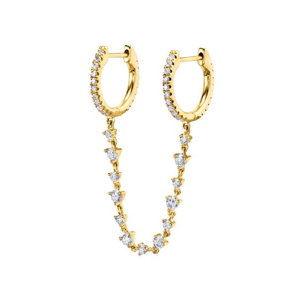 Silver Needle One Piece Diamond Earrings Double Circle Fashion Trend