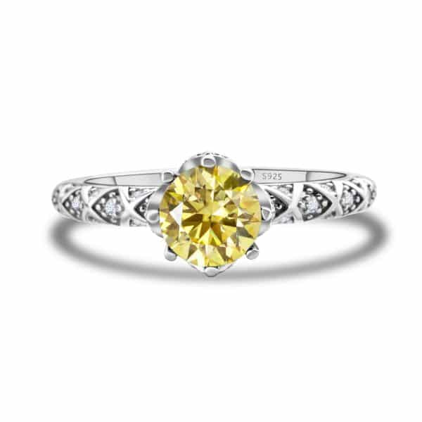 925 Sterling Silver Moissanite Ring Women's Pt950 Gold-plated Vine Winding Light Luxury