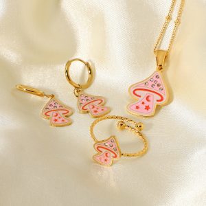 Mushroom Stainless Steel Jewelry Set Earrings