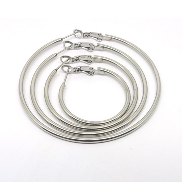 European And American Fashion Stainless Steel Earrings Big Circle Shrimp Male Buckle Earrings Female Jewelry