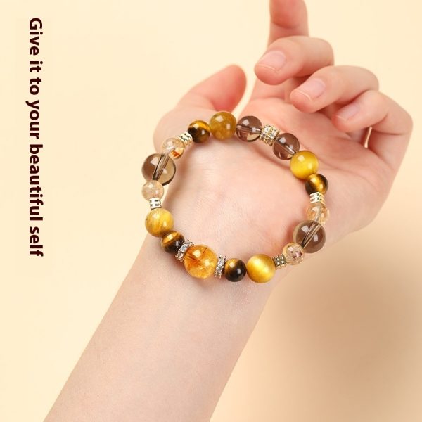 Lucky Jinba Big Comprehensive Natural Yellow Tower Crystal Tiger-eye Bracelet