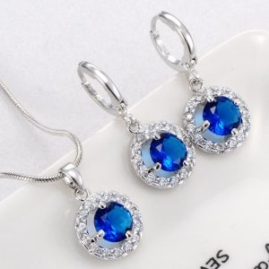 Simple Micro-inlaid Crystal Zircon Jewelry Two-piece Set