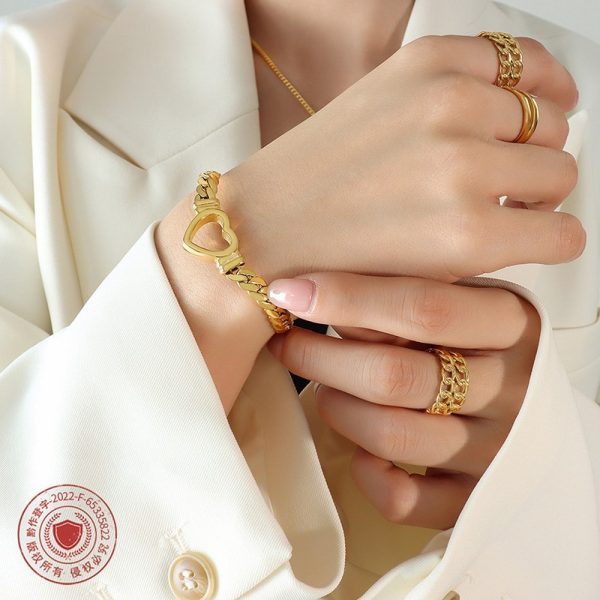 Trendy Fashion Hip Hop Style Titanium Steel Gold Plated Personalized Bracelet
