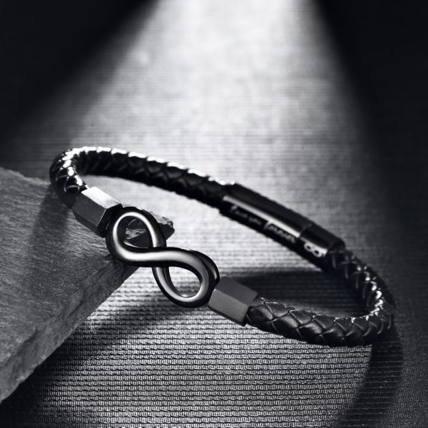 Leather Bracelet Vintage Leather European And American Stainless Steel