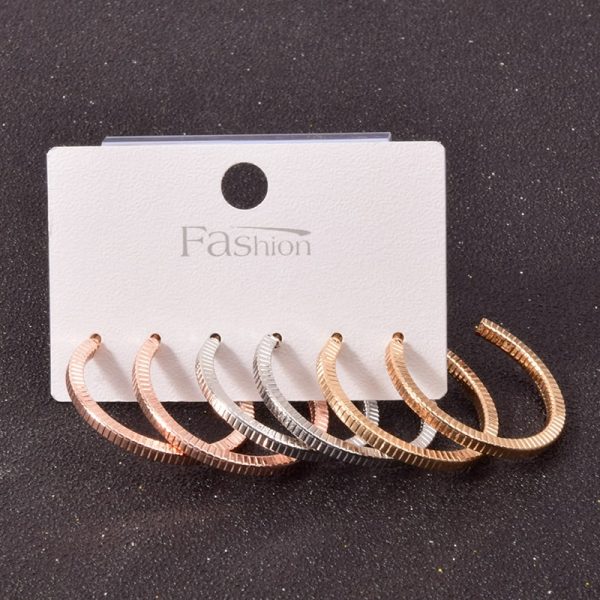 Alloy Metal Hoop Square Earrings Set