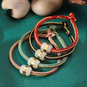 Hetian Jade 999 Gold Bracelet Hand-woven