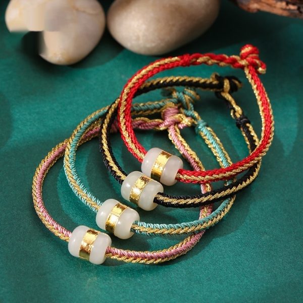 Hetian Jade 999 Gold Bracelet Hand-woven
