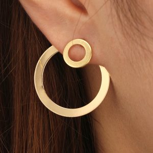 Simple Temperament Alloy Geometric Metal Size Circle Earrings Pendant