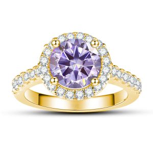 1 Karat 65mm Color Moissanite Ring Gold Ring Shank S925 Sterling Silver Moissanite