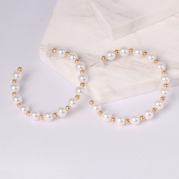 Pearl circle big earrings