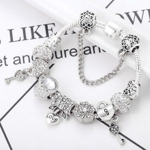 Heart Lock Key Letter Pendant Women's Bracelet