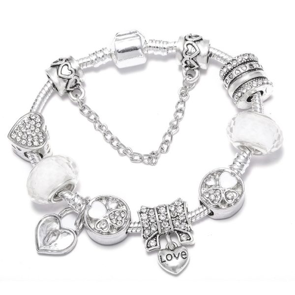 Heart Lock Key Letter Pendant Women's Bracelet