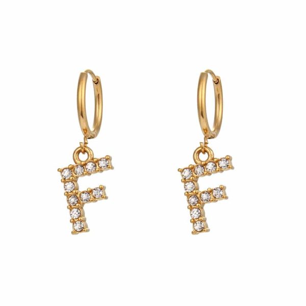 18K Gold Plated Micro Set Zircon Letter Earrings For Women