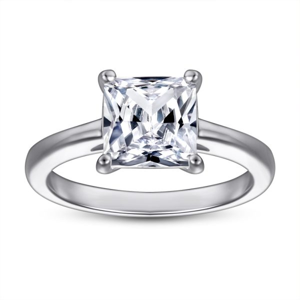 925 Sterling Silver Inlaid Square Zircon Ring