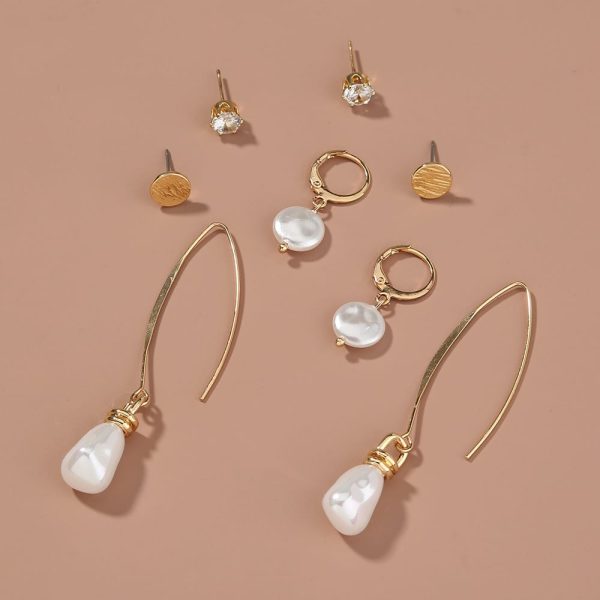 Simple And Versatile Earrings Set Diamond Pearl Earrings Drop Earrings Multi-style Earrings