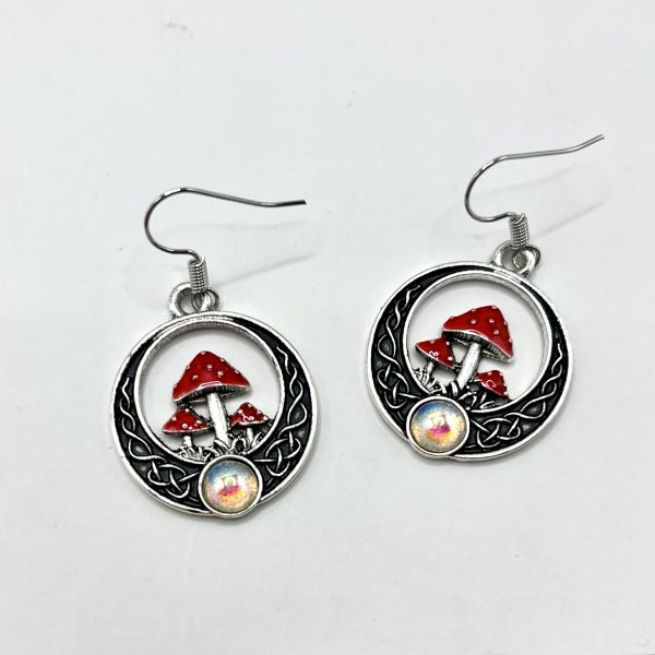 Popular Special-interest Design Personalized Mushroom Circle Pendant Earrings For Women