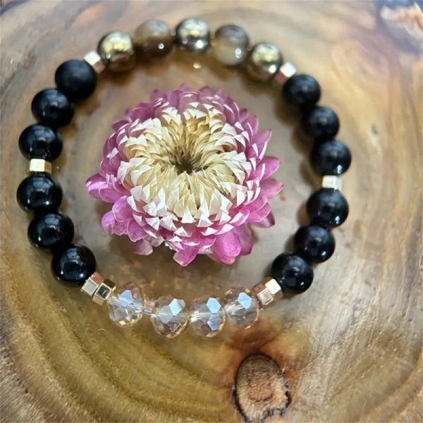 Natural Stone Punk Metallic Beaded Bracelet