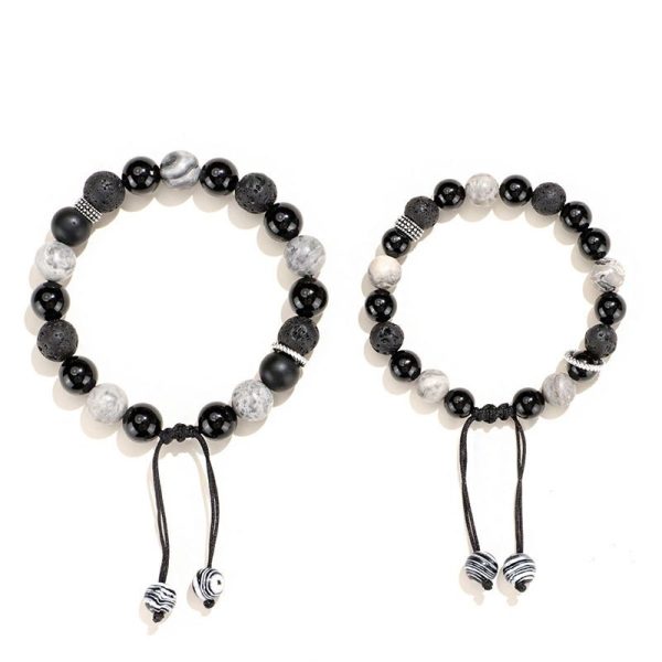 Black Agate Map Stone Men's And Women's Bracelet Niche High Sense