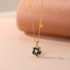 S925 Sterling Silver Camellia Inlaid Zirconium Necklace Temperament Light Luxury