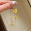 Gold-feeling Gold Ancient Brushed Clover Bracelet For Women Mild Luxury Retro