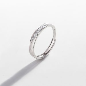 S925 Sterling Silver Love Couple Ring Simple Bracelet