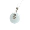 S925 Silver Inlay Natural Emerald Peace Buckle Necklace