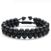Natural Stone Frosted Stone Beaded Bracelet Iron Ore Double Wrap Braided Bracelet